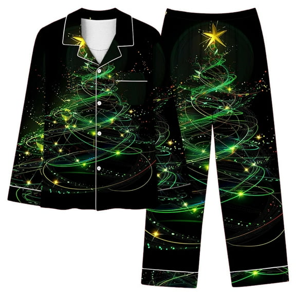 QLEICOM Pajamas for Women Set,Womens Lounge Set,Women's Christmas Print Pajama Set with Functional Pockets for Holiday Season Festive Loungewear Is Ideal for Cozy Nights and Family Gatherings