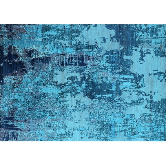 Ahgly Company Indoor Rectangle Oriental Light Blue Industrial Area Rugs, 4' x 6'