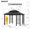 thumbnail image 4 of Sunjoy 11 x 13 ft. Hardtop Gazebo Outdoor 2-Tier Steel Hardtop Metal Gazebo with Dual Rails and Ceiling Hook, Suitable for Patio & Backyard, Grey, 4 of 10