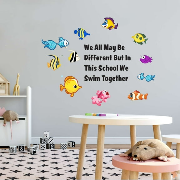 Music and Peotry Is From Yellow Fish Mermaid Dolphin Colorful Fish Salt Water Princess Creatures Seahorse Queen Sweet Unicorn Lovely Dream Decorating Wall Decal Sticker - Size: 40 In X 32 In