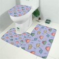 thumbnail image 2 of Purple Background Dinosaur Pattern Bathroom Rugs Sets 3 Piece,Toilet Cover Set,Absorbent Non Slip Bathroom Mats Sets with U-Shaped Contour Rug Toilet Rug Set, 2 of 5