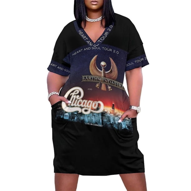 Tour con chicago tierra viento inewstv vestido suelto con bolsillos ropa vestido de dama de honor mujer vestido de verano diario