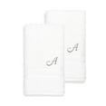thumbnail image 5 of Authentic Hotel and Spa  Omni Turkish Cotton Terry Set of 2 White Hand Towels with Grey Script Monogrammed Initial White I, 5 of 5