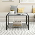 thumbnail image 4 of Costway Glass Coffee Table 27.5 Inch 2-Tier Square with Mesh Shelf Living Room Grey, 4 of 10