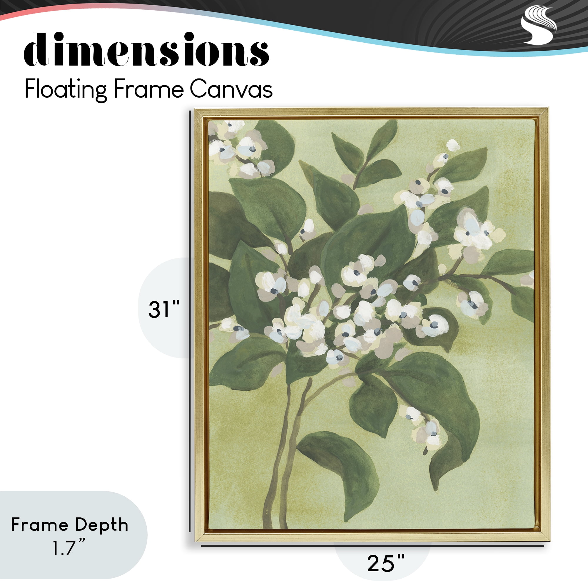 Stupell Industries Verdant Branch Blossoms Gold Framed Floater Canvas Wall Art, design by June Erica Vess