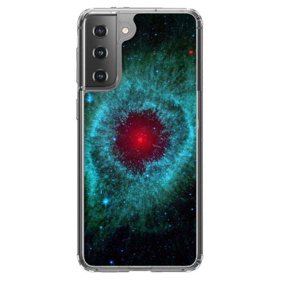 DistinctInk Clear Hybrid Case for Samsung Galaxy S21 (6.2" Screen) - Show Your Love of Astronomy - Tempered Glass Back