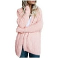 thumbnail image 2 of Hooded Fuzzy Cardigan, Winter Plush Coatigan, Oversized Sherpa Jacket Pink L , Coat, 2 of 5