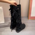 thumbnail image 5 of Wavsuf Cowgirl Boots for Girls Flock with Zipper Slip Resistant Oversized Knee High Winter Black Shoes Size 40, 5 of 8