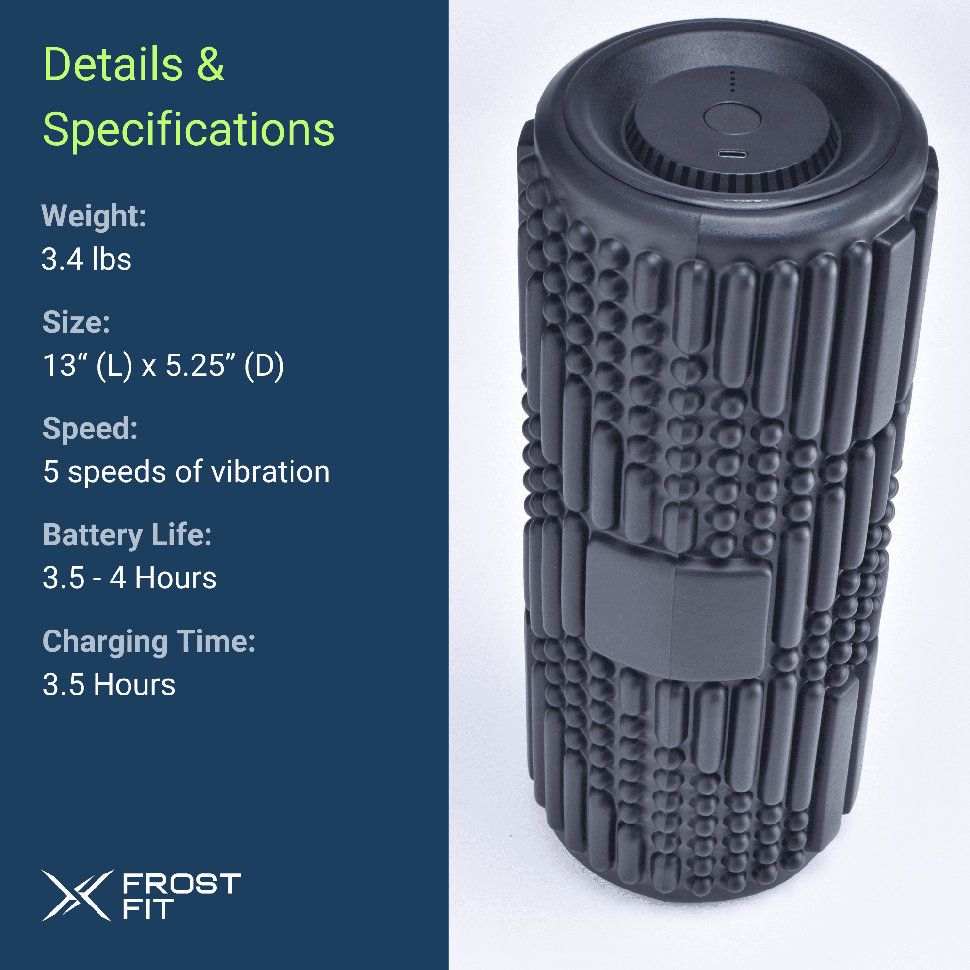 VibePro Flow Vibrating Foam Roller - Massage Roller for Muscles Deep Tissue, Recovery, & Pain Relief