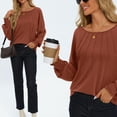 thumbnail image 5 of WBQ Womens Long Sleeve Tops Crew Neck Casual Pleated T Shirts Fashion Dressy Tunic Blouses, 5 of 7