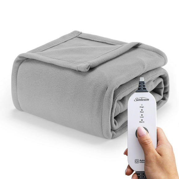 Sunbeam Fleece Electric Heated Throw, Ultimate Grey, 4 Heat Settings, 4-Hour Auto Shut-Off, Cozy Warmth, 50" x 60", Heated throw, 50" x 60"