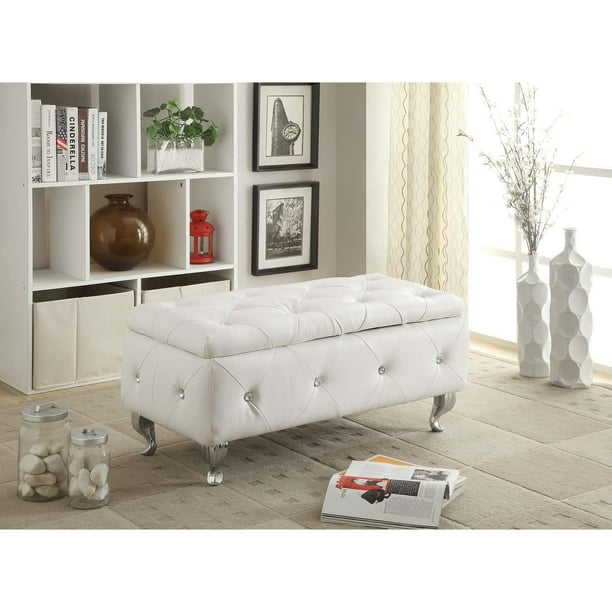 AC Pacific Upholstered Tufted Storage Bench - Walmart.com - Walmart.com