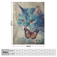 thumbnail image 4 of COMIO Bed Sleepy Cat Watercolor Butterfly Little Cute Animal Funny Lovely Flannel Blanket Throw White, 4 of 6