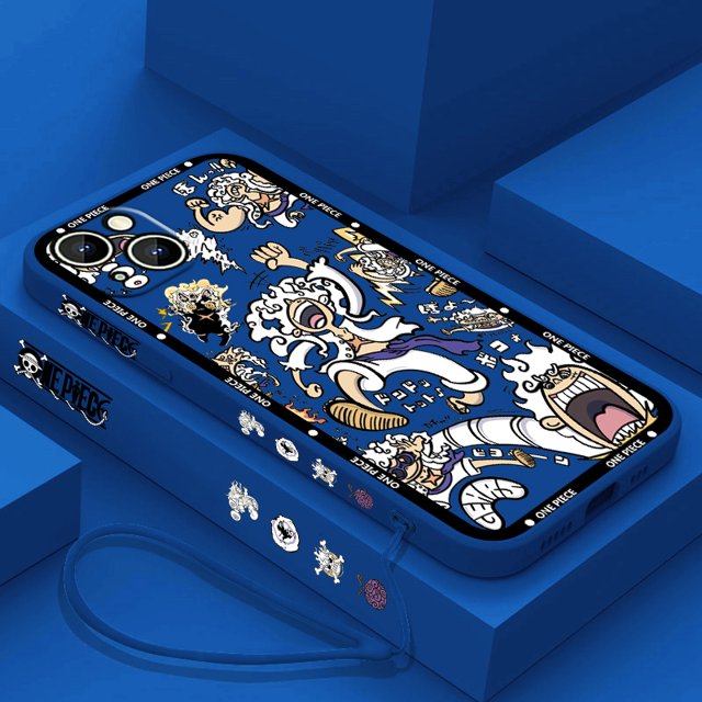 Ones Pieces Luffys Gear 5 Phone Case For Apple iPhone 15 14 13 12 11 Pro Max Plus 8 7 SE Liquid Left Rope Capa Cover