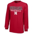 thumbnail image 2 of Youth Champion Scarlet Nebraska Huskers Stacked Logo Long Sleeve Baseball T-Shirt, 2 of 3