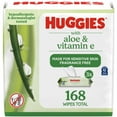 thumbnail image 3 of Huggies Wipes with Aloe & Vitamin E, Unscented, 3 Flip-Top Packs, 168 Total Count (Select for More), 3 of 9