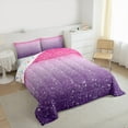 thumbnail image 3 of Manfei Glitter Stars Print Queen Comforter Set, Pink Purple Sequin Print Bedding Sets, Dreamy Galaxy Rainbow Reversible Bedding Comforter Set, Lightweight Room Decor, 3-Piece, 3 of 8