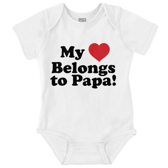 Heart Belongs Papa Grandfather Love Romper Boys or Girls Infant Baby Brisco Brands 12M