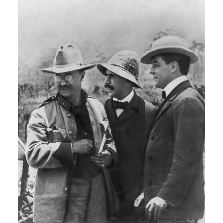 Theodore RooseveltN(1858-1919) 26Th President Of The United States With Journalists Stephen Bonsal (Center) And Richard Harding Davis (Right) In Cuba 1898 Rolled Canvas Art - (24 x 36)