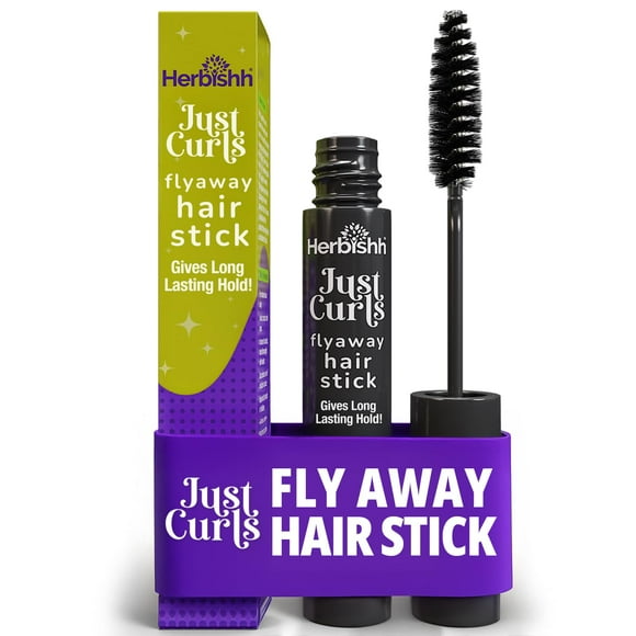 Herbishh Just Curls Flyaway Hair Stick, Quick Hair Finishing Stick for Flyaways, Frizz Control, & Slick Back Look, Non-Greasy Smoothing Serum & Frizz Tamer Wand for Hairline & Nape Areas 0.34 fl.oz