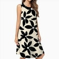 thumbnail image 2 of Black Flowers Beige Background Pattern Casual Sleeveless Loose Sundress Dress For Women Summer Dress Daily Woman, 2 of 4