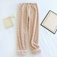 thumbnail image 2 of Wyobmus Women's Fuzzy Pajama Pants Elastic Waist Fleece Plush Loungewear Pj Pants With Pockets B-Coffee, 2 of 6