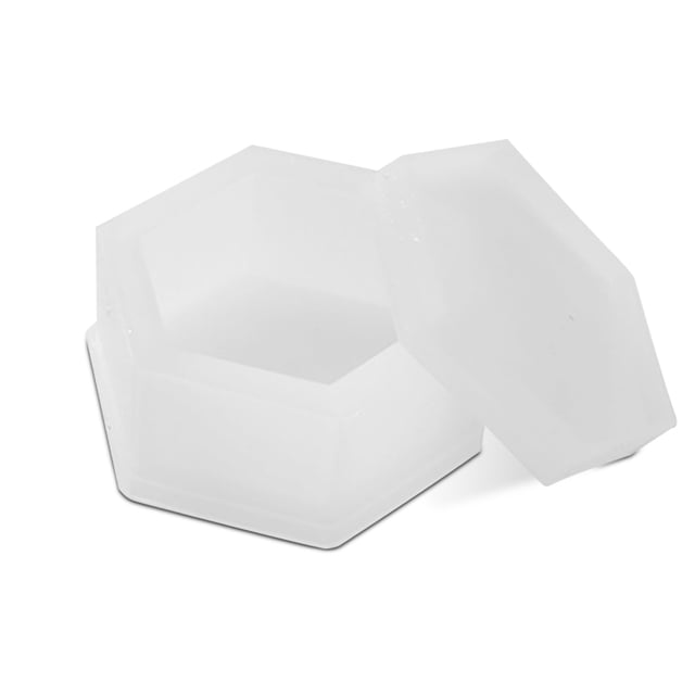 Molde de la caja de almacenamiento hecha a mano DIY Molde de silicona portátil Portátil Liso Moldes de contenedores flexibles liso Ornamento del hogar para yeso Hexágono Inevent HA010333-01