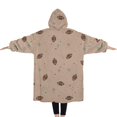 thumbnail image 2 of Oversized Wearable Blanket Hoodie,Beige Football and Stars Pattern Sherpa Blanket Hoodie with Super Pockets,Super Warm Fuzzy Pullover for Women & Men, 2 of 6
