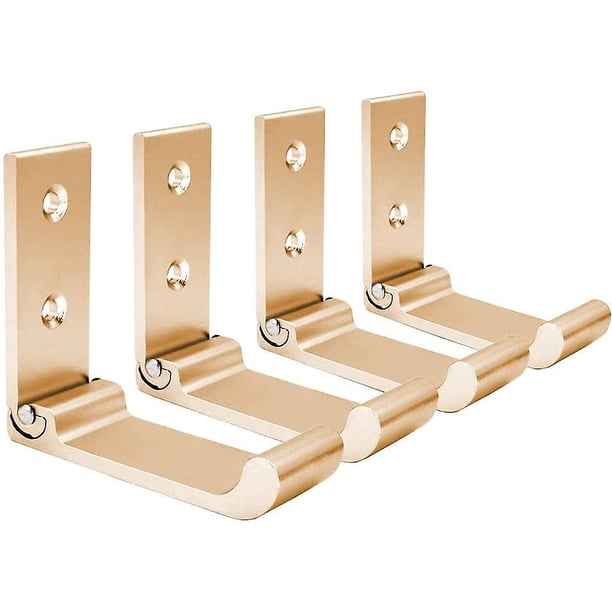 Ganchos de pared plegables, soporte para casco montado en la pared de 4 piezas, ganchos invisibles para abrigos, gancho de pared de aluminio, con tornillos, gancho para chaqueta de toalla (dorado)