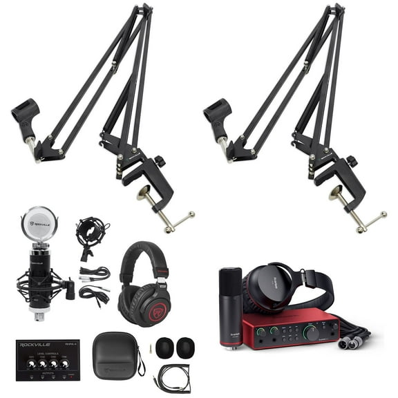 Recording Bundle w/ Scarlett 2i2 Studio 4th Gen Interface Mics Headphones Booms