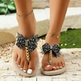 thumbnail image 2 of Sandales de Plage à Nœud en Strass pour Femmes Mode Décontractée Plage Plates Robe Sandales à Enfiler Pantoufles Intérieur Extérieur, 2 of 6