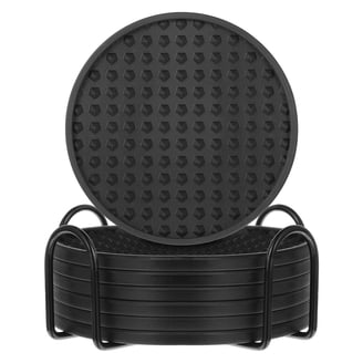 TRKETK Pack of 16 Silicone Coasters for Drinks, Round Cup Coasters, Non-Slip Washable Cup