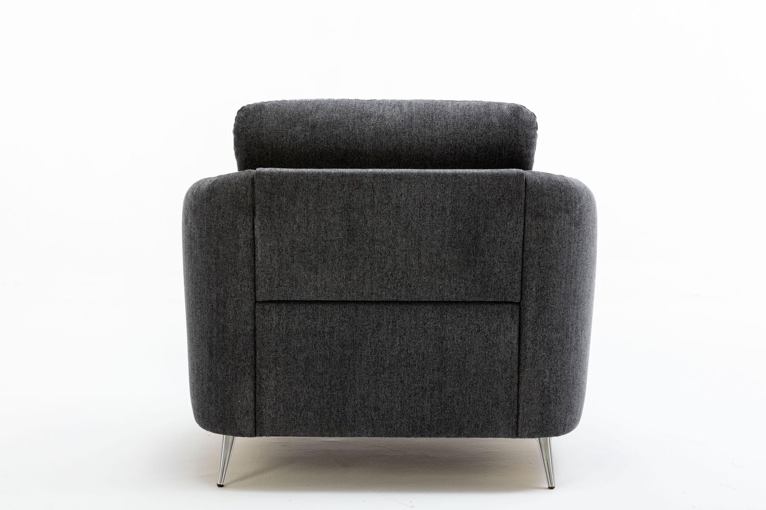 Chaise en tissu de lin gris K-Living avec pieds chromés en acier inoxydable