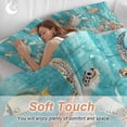 thumbnail image 4 of 3 Piece Brown Sea Turtle Coastal Duvet Cover Set California King,Microfiber Comforter/Quilt Cover with Corner Ties and 2 Pillowcases,Teal Summer Beach Coral Nautical Soft Bedding with Zipper Closure, 4 of 8