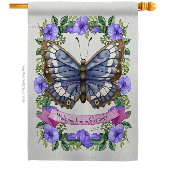 Angeleno Heritage  Floral Butterfly Friends Double-Sided Garden Decorative House Flag, Multi Color