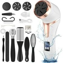 Prociv Electric Foot Callus Remover with Vacuum Cleaner, Rechargeable Foot File Dead Skin Remover with 2 Speed, 3 Grinding Head, LCD Display, Professional Kit for Foot Care White