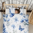 thumbnail image 3 of Blue Flowers and Butterflies Duvet Cover and Pillowcase Set for Single Bedding, Bedroom Accessories for Kids Teens, 3 of 5