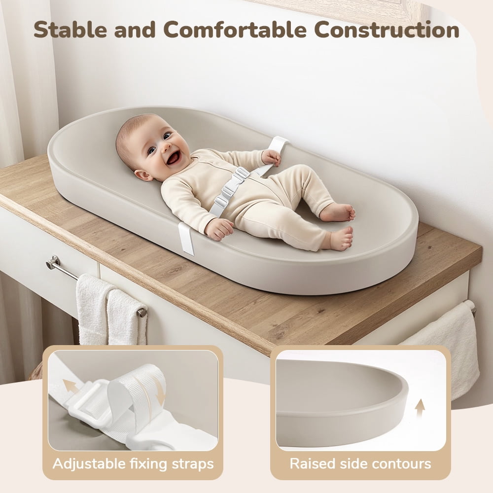 Baby Changing Pad, Caveen Lightweight and Portable Changing Station for Diaper Change and Dresser, with Safety Restraint Belt, Waterproof