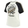 thumbnail image 2 of Women's WEAR by Erin Andrews White New Orleans Saints Sleeve Stripe Distressed Raglan T-Shirt, 2 of 6
