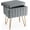 Gray, variant on Bigleap Ottoman Vanity Stool Chair with Storage, Modern Style Faux Fur Seat with 4 Metal Legs & Non-slip Feet for Living Room, Bedroom, Pink