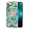 thumbnail image 3 of SaniMore for Apple iPhone 14 Pro Case 6.1-inch, Shockproof TPU Fashion Marble Pattern Cover for iPhone 14 Pro Women Men with Ring Kickstand Holder Clear Bumper Protection Cover, Green, 3 of 5