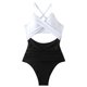 thumbnail image 1 of Traje de baño de una pieza para mujer con control abdominal, traje de baño entallado de cintura alta con tirantes ajustables, 1 of 5