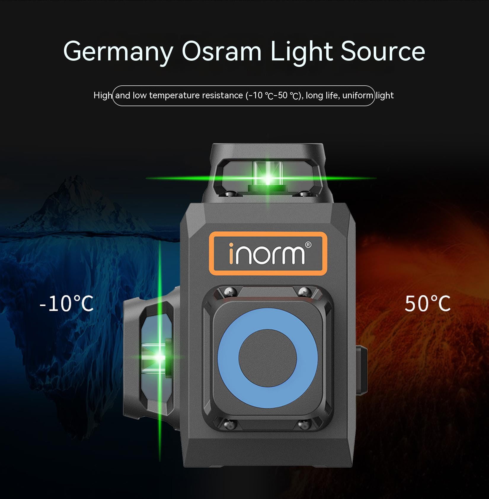 3D Cross Line Self-leveling Laser Level 12 Line 3 x 360 Green Beam Three-Plane Leveling and Alignment Laser Tool,Osram Light Source,Remote Pulse Mode,Self Leveling,Li-ion Battery with Type-C Charging