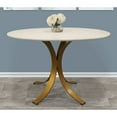 thumbnail image 7 of Moti Haskell 48" Round Modern Ivory Marble Top Dining Table on Iron Base, 7 of 7