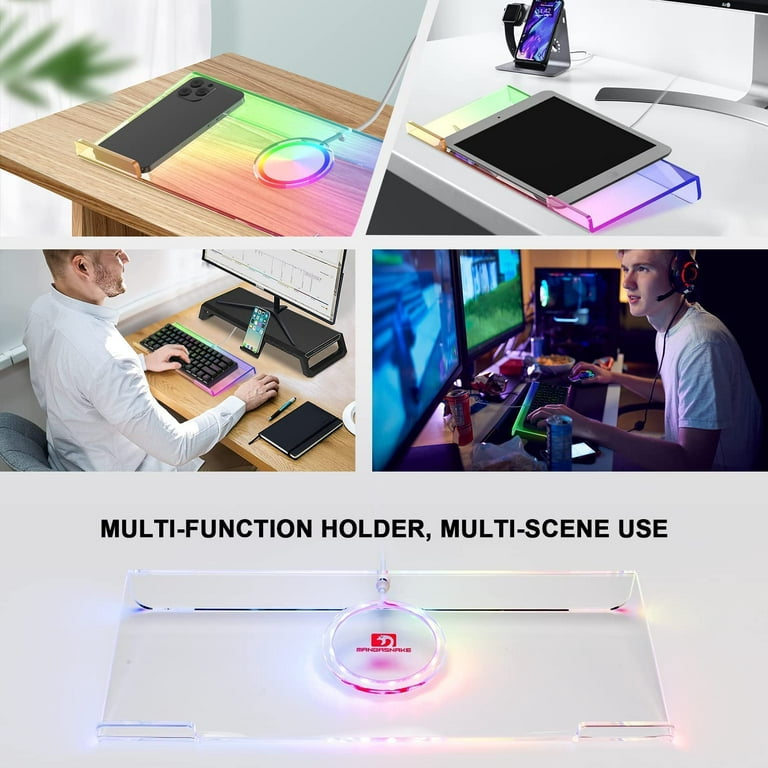 Backlit, RGB Interface Stand Transparent Keyboard Titled SELORSS LED Stand, Acrylic USB Keyboard