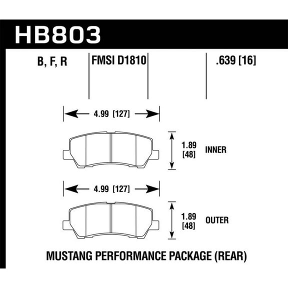 Hawk 16-17 Ford Mustang Brembo Package HPS Rear Brake Pads