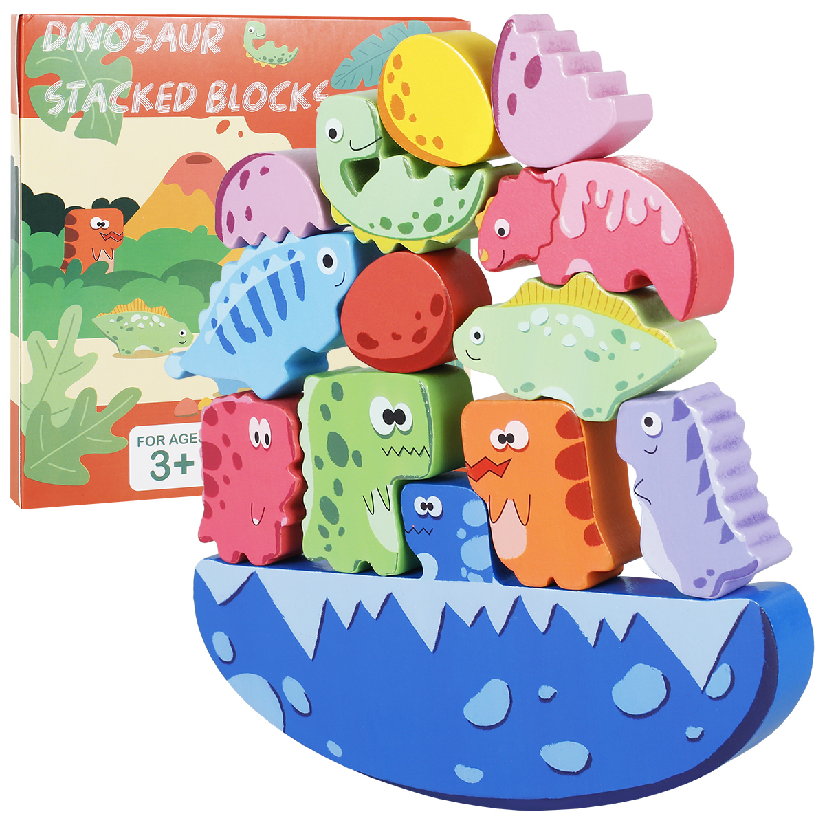 CIVG Kids Dinosaurs Stacking Toys Montessori Building Blance Blocks Toy STEM Preschool