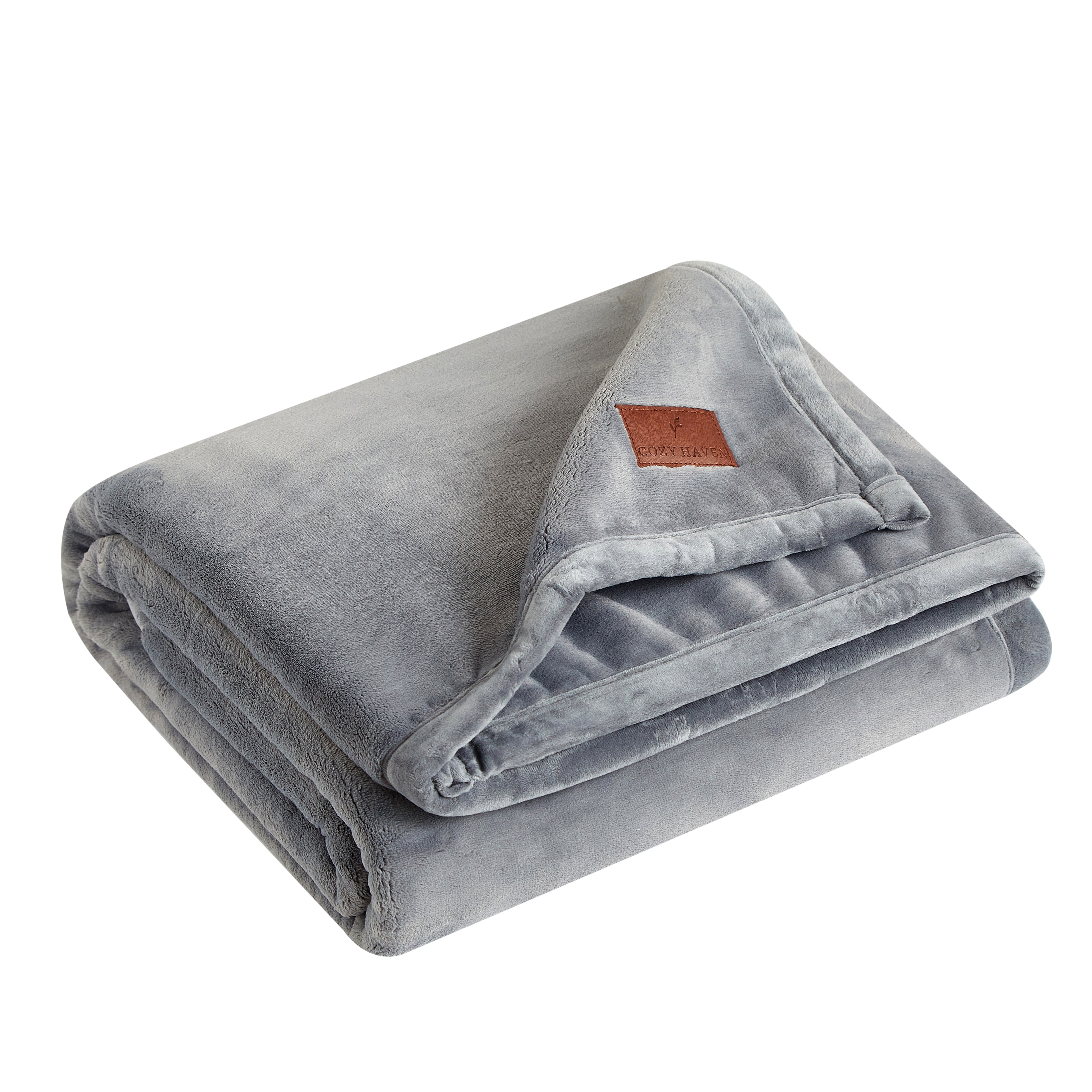 Cozy Haven Lush Plush Throw, Silver, 50"x72"