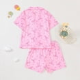 thumbnail image 5 of Afuyipoi Girls Homewear Set Button-Up Notch Collar Printed Short-Sleeve with Shorts,Pink 5-6T, 5 of 9