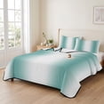 thumbnail image 2 of Twin Quilt Set 68''x86'', Aqua Teal White Ombre Lightweight Bedspread Coverlet Set with 2 Pillow Shams, Modern Abstract Art Farmhouse Gradient Breathable All Season Quilt Bedding for Dorm/Bedroom, 2 of 9